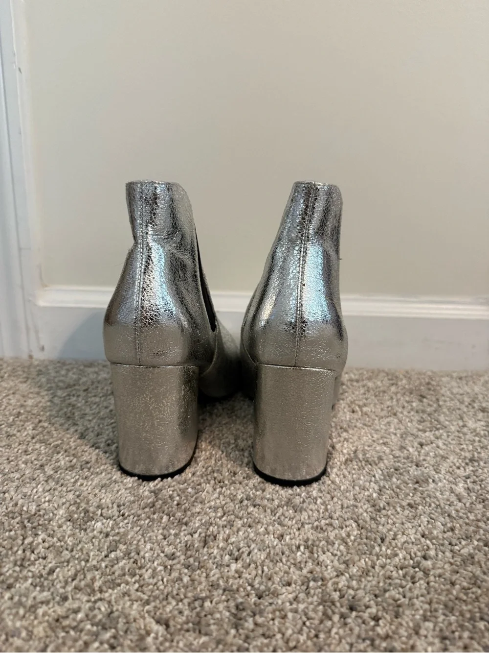 silver ankle boots